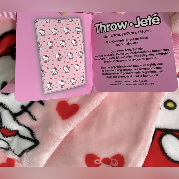 New Hello Kitty Pink Plush Throw Blanket 50x70 Viral Tik Tok Valentines Day - Picture 4 of 6